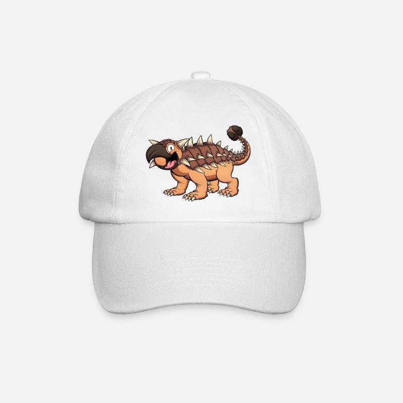 Glücklich lächelnder Ankylosaurus - Baseballkappe - Weiß/Weiß