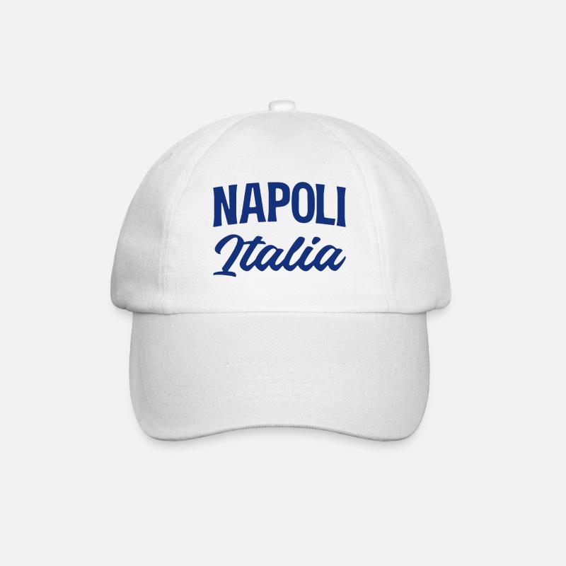 Napoli Italia Script in Blau - Baseballkappe - Weiß/Weiß