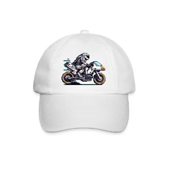 Ein Astronaut fährt ein 8 Bit Motorrad der Zukunft - Baseballkappe - Weiß/Weiß - Vorne