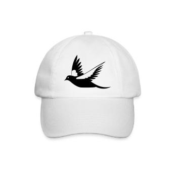 Fliegende Amsel Schwarz-Weiß Illustration - Baseballkappe - Weiß/Weiß - Vorne