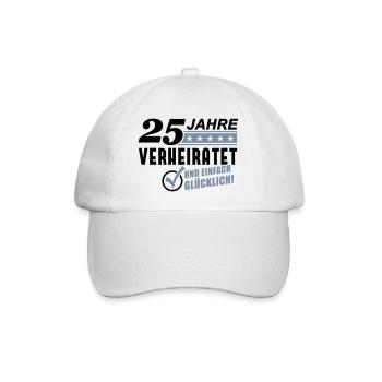 25 Jahre verheiratet (Schriftzug) - Baseballkappe - Weiß/Weiß - Vorne