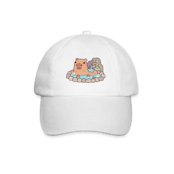 Cute Capybara Chilling In Hot Spring Onsen - Baseball Cap - white/white - Front
