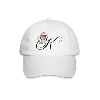 Letter k flowered - Baseball Cap - white/white - Front