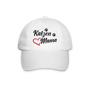Katzenmama - Baseballkappe - Weiß/Weiß - Vorne