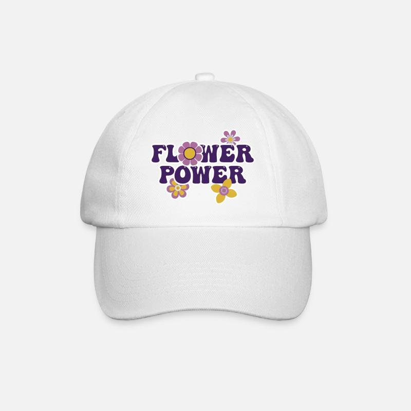 Flower Power - Baseballkappe - Weiß/Weiß