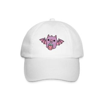 Cute Vampire Bat Drinking Bubble Tea - Baseball Cap - white/white - Front