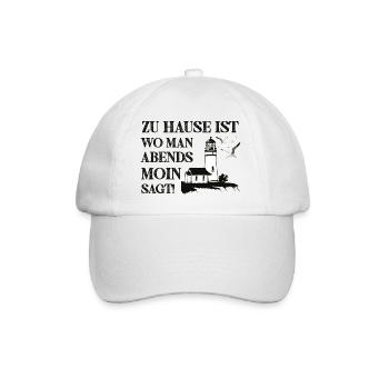 Zu Hause ist wo man Abends Moin Sagt - Baseballkappe - Weiß/Weiß - Vorne