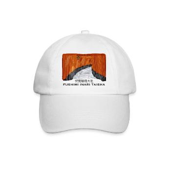 Japan, Kyoto, Fushimi Inari Taisha Torii Zeichnung - Baseballkappe - Weiß/Weiß - Vorne