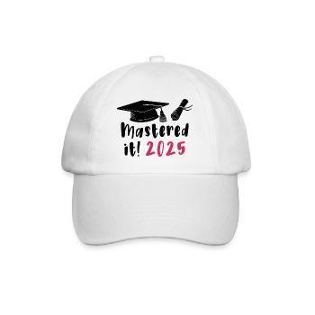Gemeistert 2025 Master Abschluss Graduiert 2025 - Baseballkappe - Weiß/Weiß - Vorne