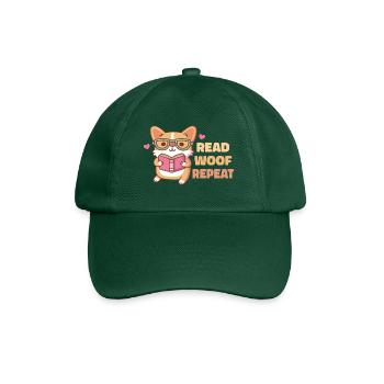 Corgi mignon avec des lunettes Lire Woof Répéter - Casquette classique - vert bouteille - Devant