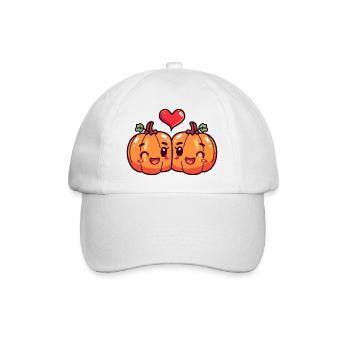 Couple de citrouilles amour coeur Saint-Valentin - Casquette classique - blanc/blanc - Devant