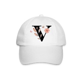 Letter v wildflowers watercolors - Baseball Cap - white/white - Front