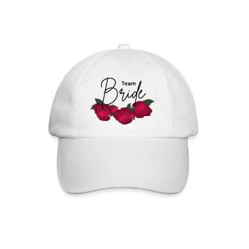 Team Bride Minimalist Red Flower - Baseball Cap - white/white - Front
