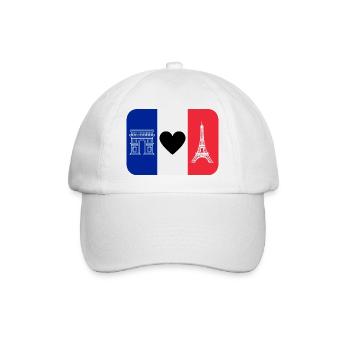 France monuments and the blue, white and red flag - Baseball Cap - white/white - Front