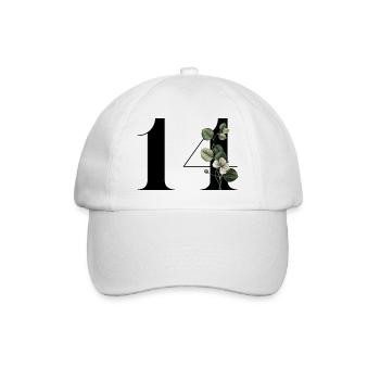 Number 14 Floral Green -14th Birthday Floral - Baseball Cap - white/white - Front