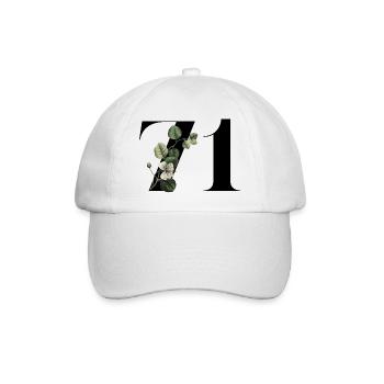 Nummer 71 Blumengrün - 71. Blumengeburtstag - Baseballkappe - Weiß/Weiß - Vorne