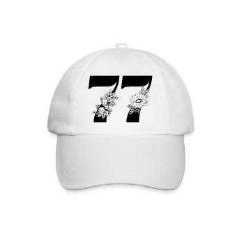 Numéro 77 floral noir - 77e anniversaire floral - Casquette classique - blanc/blanc - Devant