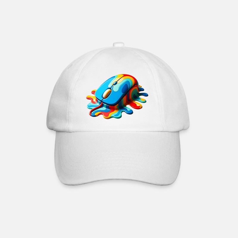 Melting Rainbow Computer Mouse - Baseball Cap - white/white