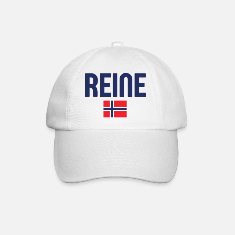 Reine-Norway Flag Design - Baseball Cap - white/white