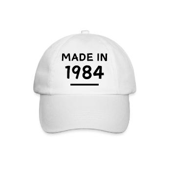 Made in 1984 - Geburtsjahr / Geburtstag - Baseballkappe - Weiß/Weiß - Vorne