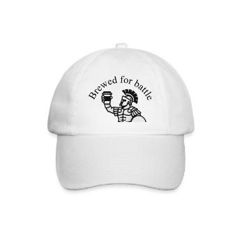Gebrüht für die Schlacht - Gladiator Kaffee Design - Baseballkappe - Weiß/Weiß - Vorne