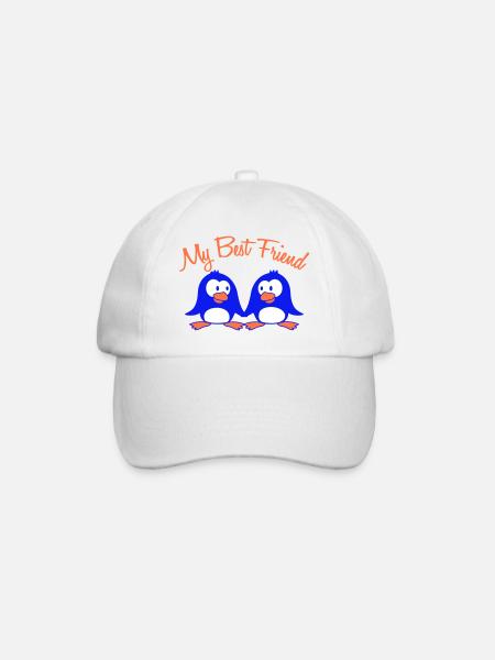 Mijn Beste Vriend Pinguïn Tekst Paar Twee Vrienden Team - Baseballcap - wit/wit
