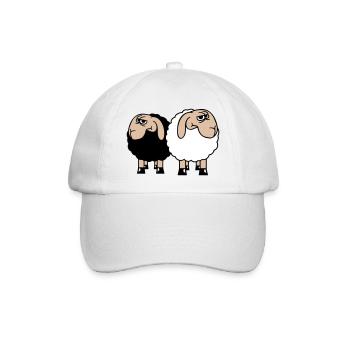 2 Sheep Look Skeptical Offended Friends Team - Baseball Cap - white/white - Front