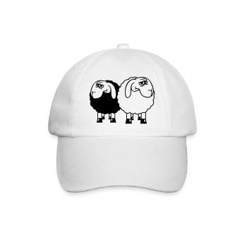 2 Sheep Look Skeptical Offended Friends Team - Baseball Cap - white/white - Front