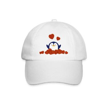 Pingouin mignon entouré de cœur - Casquette classique - blanc/blanc - Devant