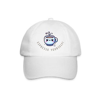 Espresso Yourself – Lustiges Kaffee-Shirt - Baseballkappe - Weiß/Weiß - Vorne