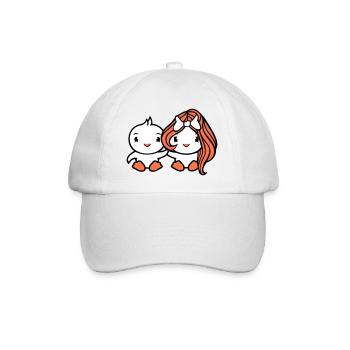 2 Vögel Dame Frau Mann Pärchen Liebe Verliebt Süß - Baseballkappe - Weiß/Weiß - Vorne