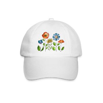 Blumen - Baseballkappe - Weiß/Weiß - Vorne