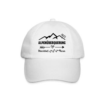 Alpenüberquerung 2025 Oberstdorf Meran E5 Geschenk - Baseballkappe - Weiß/Weiß - Vorne