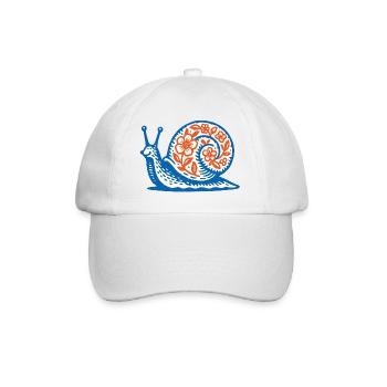 Retro Blaue und Rote Schnecke - Baseballkappe - Weiß/Weiß - Vorne