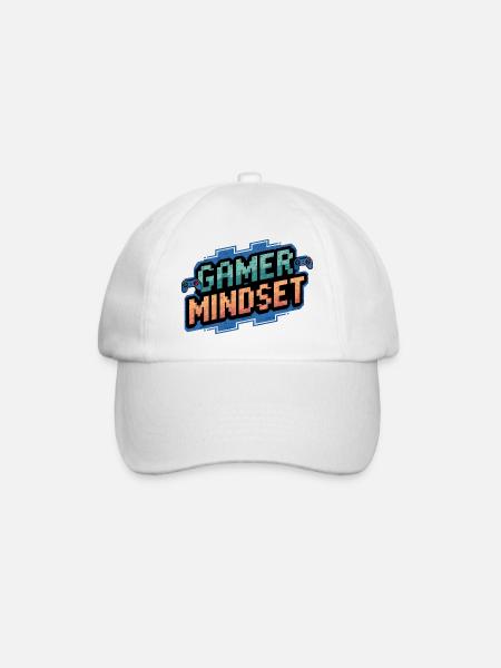 Pixelated Gamer Minset Design - Basebollkeps - vit/vit