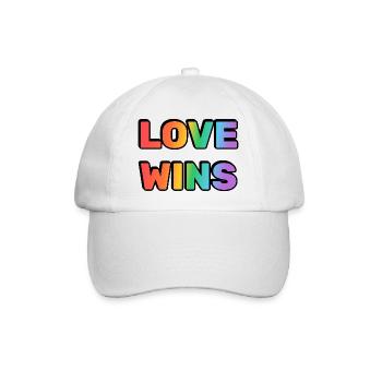 Love Wins Rainbow Gradient Text LGBT - Baseball Cap - white/white - Front