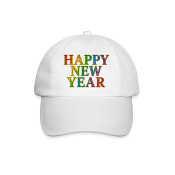 Frohes Neujahr Glitter Regenbogen Silvester - Baseballkappe - Weiß/Weiß - Vorne