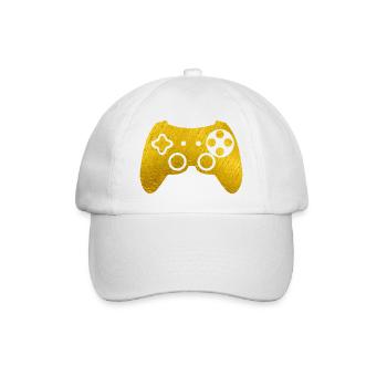 Goldenes Gamepad - Baseballkappe - Weiß/Weiß - Vorne