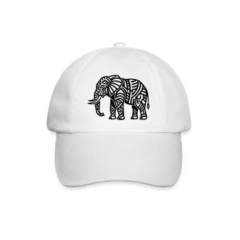 Majestätischer Elefant – Tier & Natur Design - Baseballkappe - Weiß/Weiß - Vorne