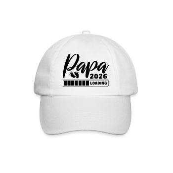 Papa 2026 loading - Schwangerschaft - Geschenk - Baseballkappe - Weiß/Weiß - Vorne