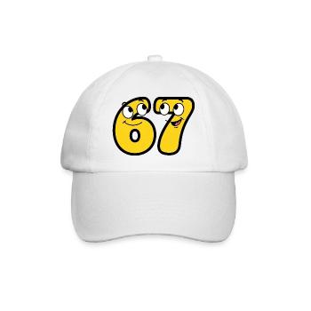 Funny Yellow Cartoon Meme Number 67 - Baseball Cap - white/white - Front