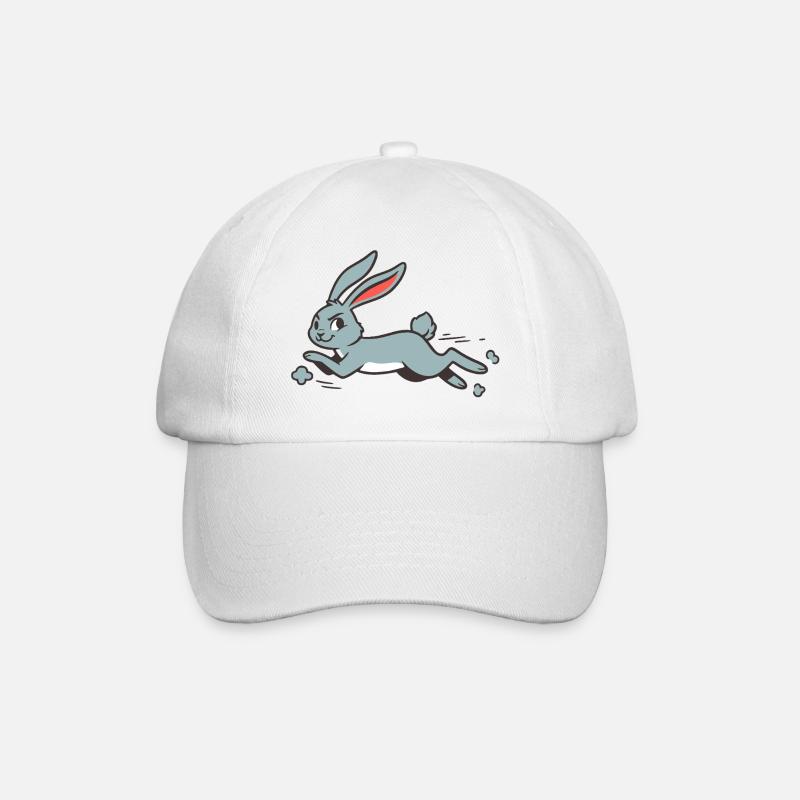 Rennender Hase Kaninchen Langohr Comic Lustig - Baseballkappe - Weiß/Weiß