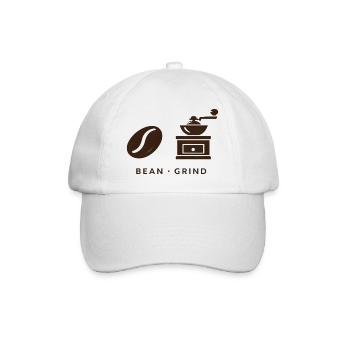 BEAN . GRIND . COFFEE . KAFFEE - Baseballkappe - Weiß/Weiß - Vorne