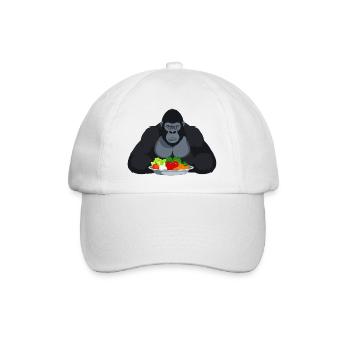 Cool Gorilla with Vegetable Plate Monkey Motif - Baseball Cap - white/white - Front
