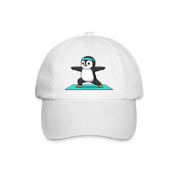 Yoga-Pinguinvogel in Kriegerhaltung - Baseballkappe - Weiß/Weiß - Vorne