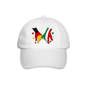 Deutschland Italien Flaggen Händehalten - Baseballkappe - Weiß/Weiß - Vorne