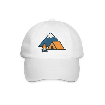 Mountain Camping Tent Campfire - Baseball Cap - white/white - Front