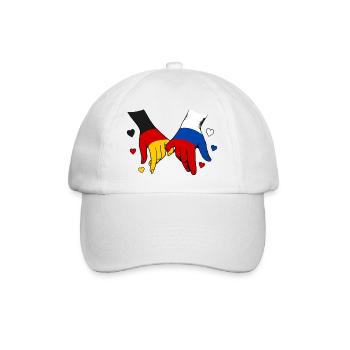 Deutschland Russland Flagge Händehalten  - Baseballkappe - Weiß/Weiß - Vorne
