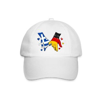 Griechenland Deutschland Flagge Händehalten used - Baseballkappe - Weiß/Weiß - Vorne