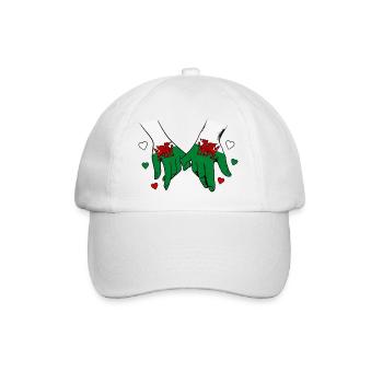 Wales_Flagge_Haendehalten - Baseballkappe - Weiß/Weiß - Vorne